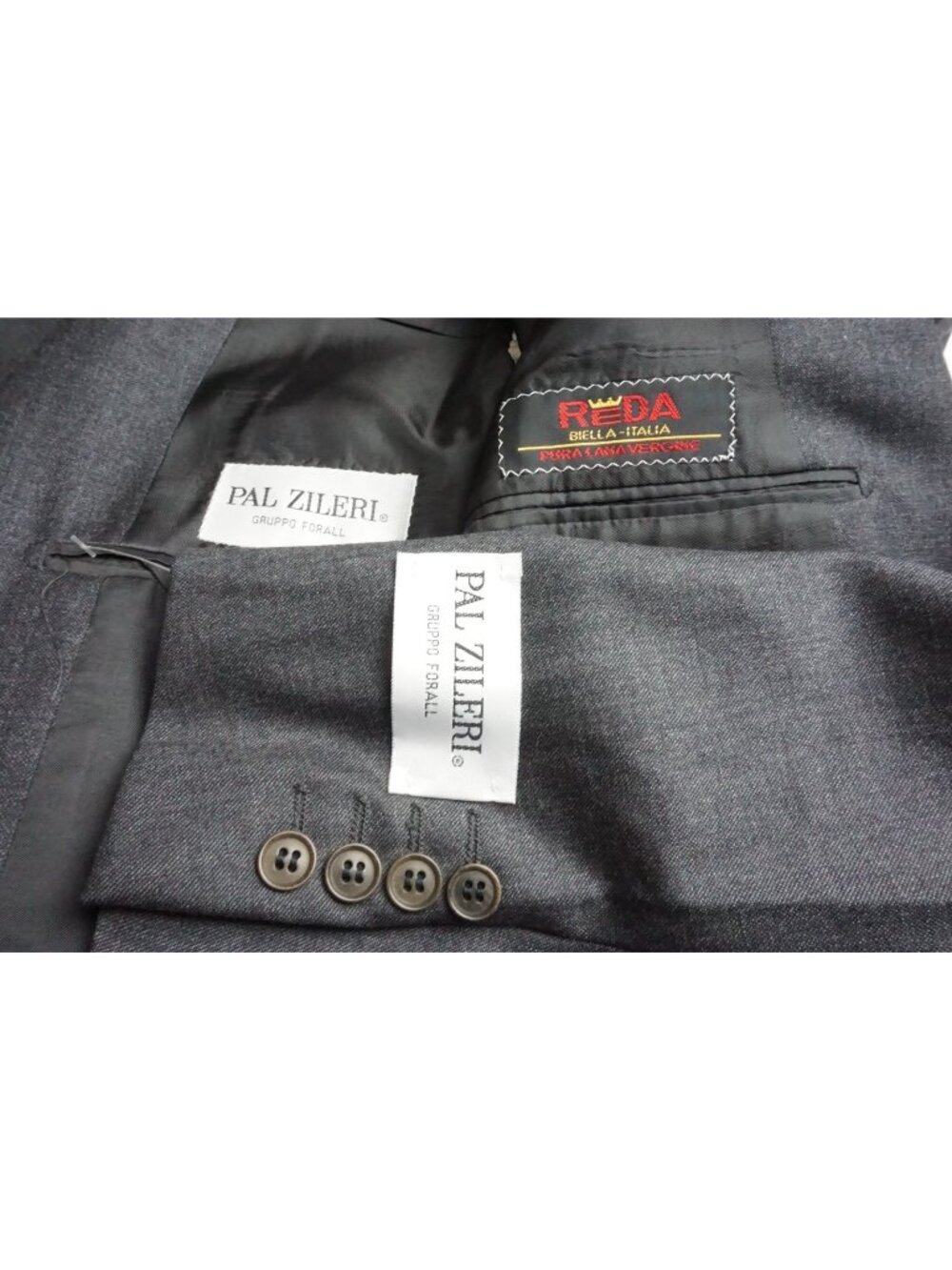 Pal Zileri Solid Gray 100% Wool 2 Pc Suit Jacket Pants 40 US BRAND NEW